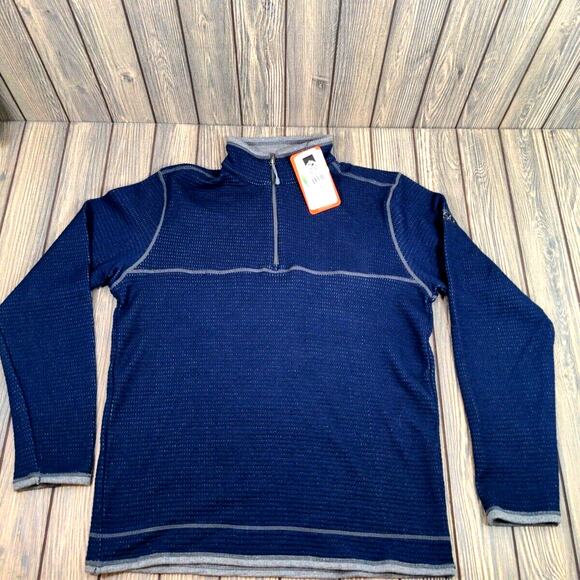 Storm Creek Waffle Weave Knit Pullover 1/4 Zip Sweatshirt Jacket Eco Men Small - Picture 1 of 10